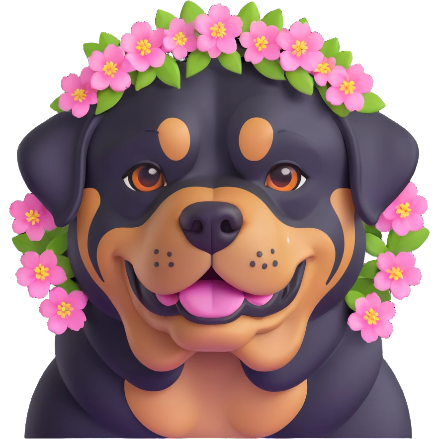 rottweiler with a cherry blossom flower crown emoji