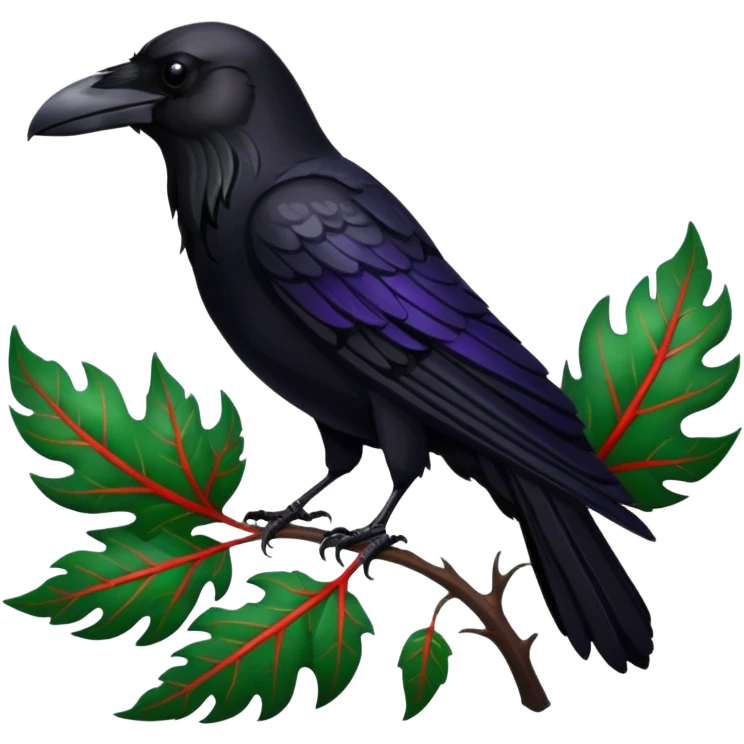 A raven holding a weirwood leaf emoji