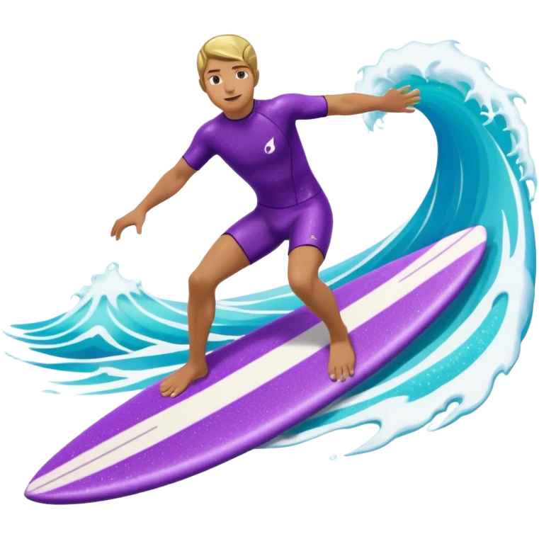 glitter surfer purple surf in wave ocean cian emoji