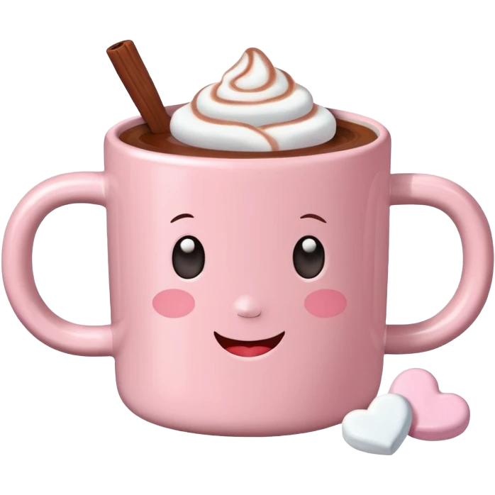 Corazón Light Pink mug of hot chocolate with marshmallows  emoji