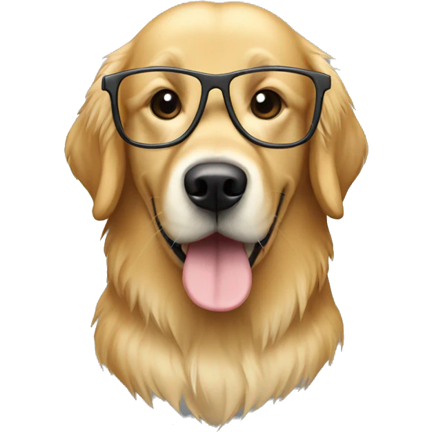 Create a golden retriever with glasses on a computer emoji