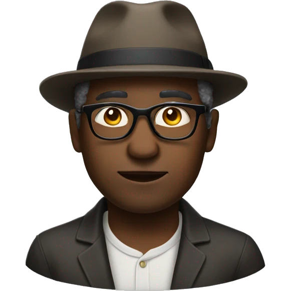 Black middle age man with glasses taking his Hat off  emoji