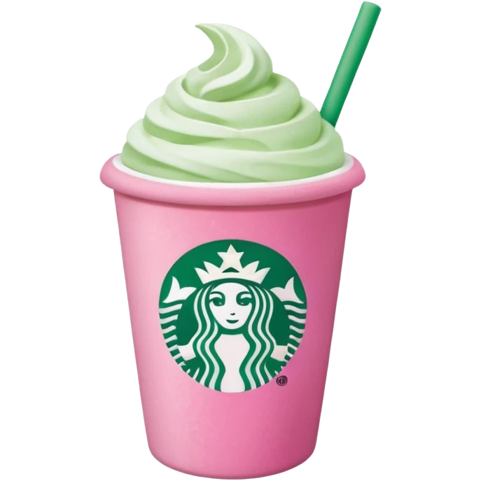 Starbucks pink matcha with th loye emoji