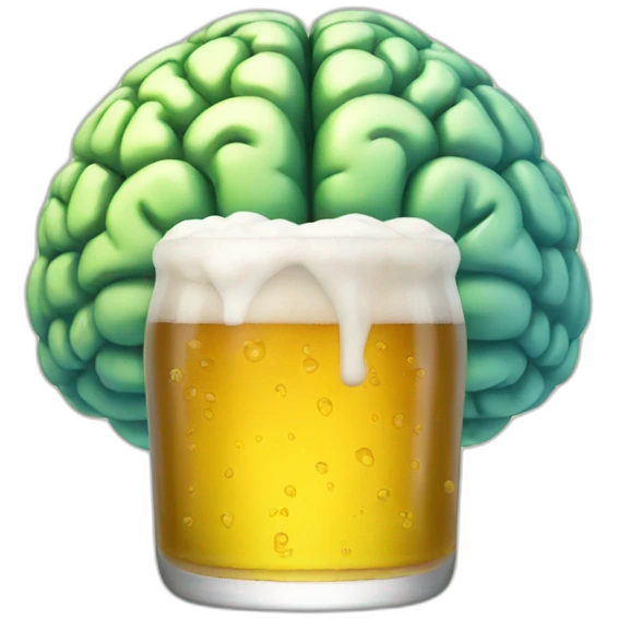 brain with beer emoji