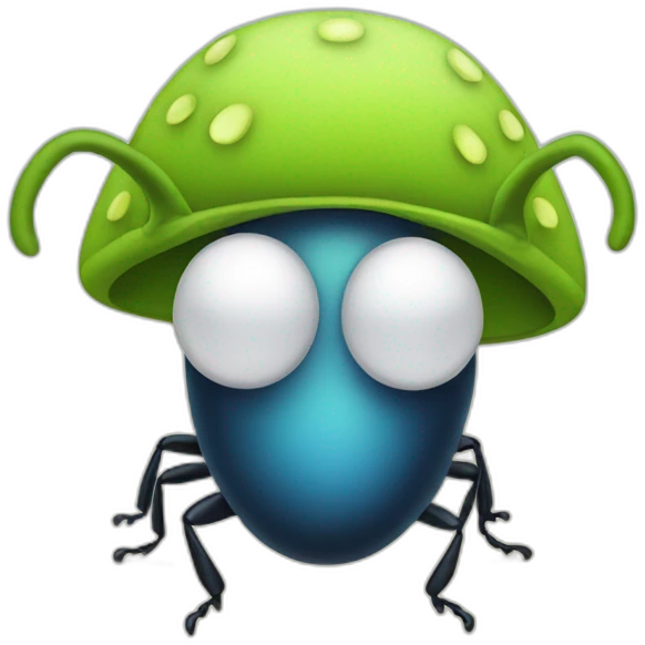 Cartoon Beetle wearing toupee emoji