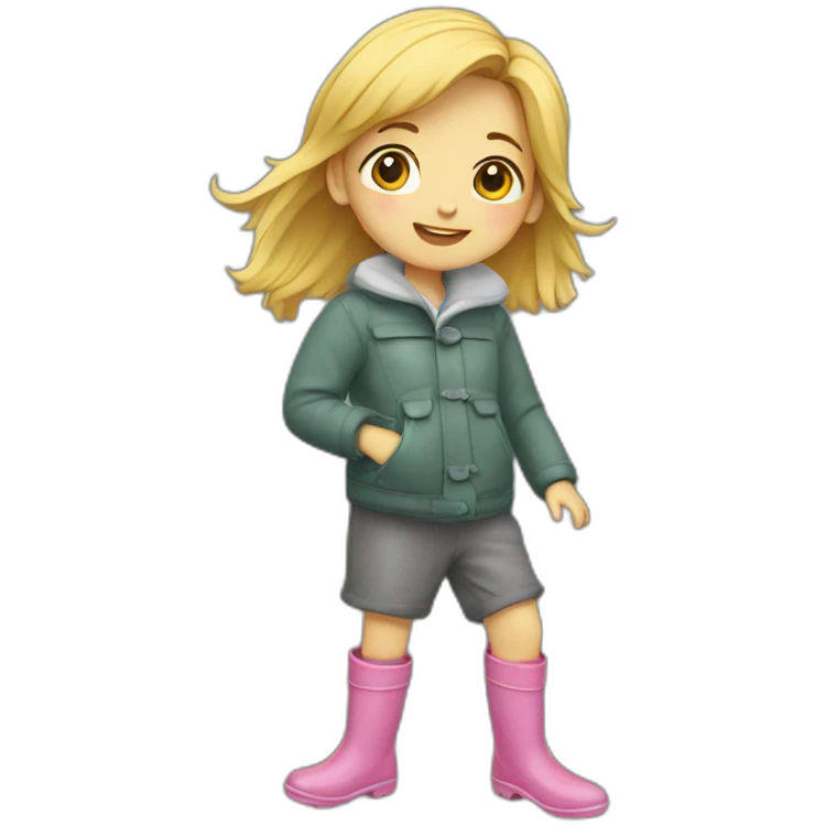 Little Girl with wellingtons on emoji