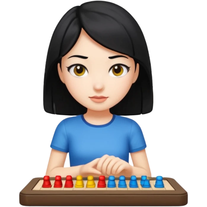 girl with black hair in short sleeves as a game piece emoji