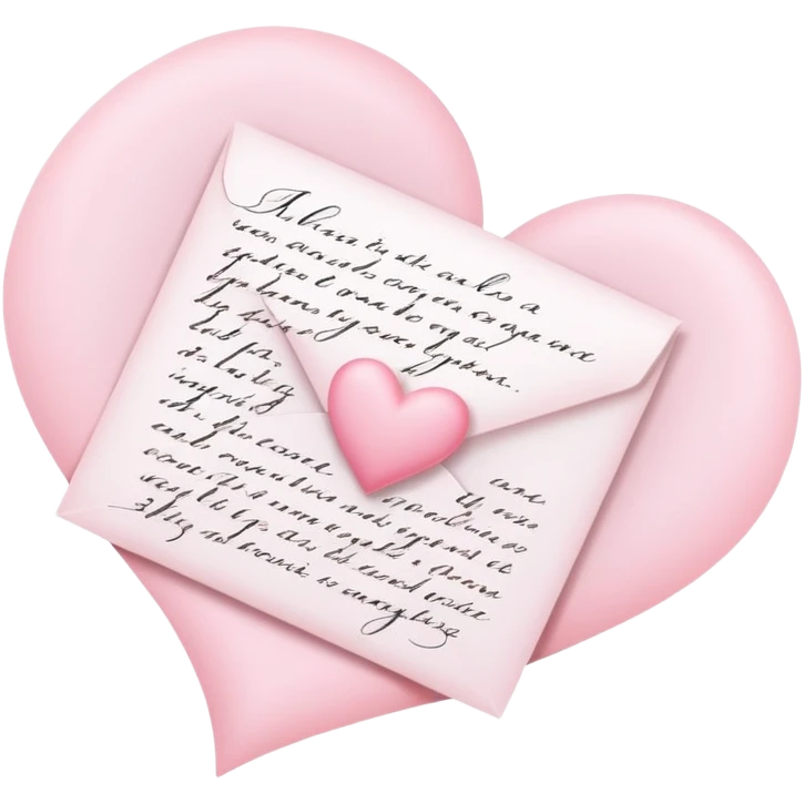 ultra realistic romantic letter with pastel pink hearts emoji