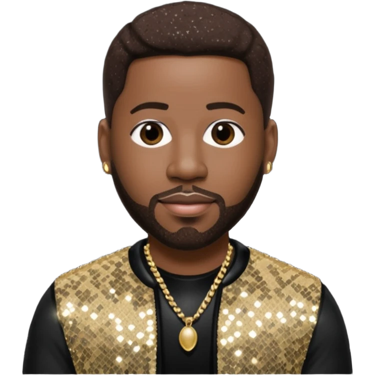 Wanya Morris from Boyz II Men with dark brown hair, black sequin outfit emoji