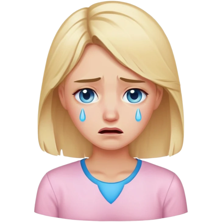 crying blue tears blonde woman. light pink shirt emoji