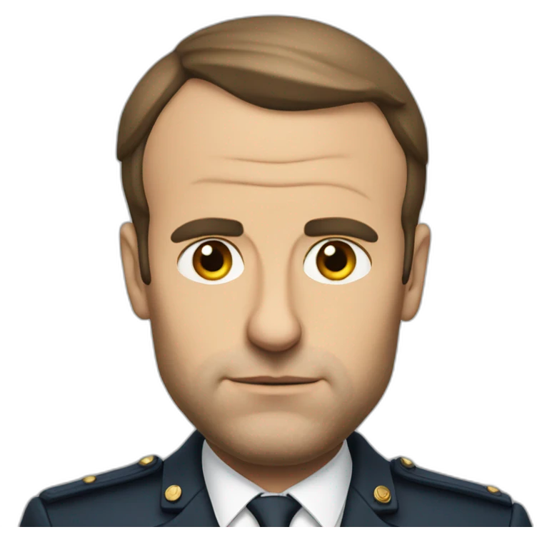 macron serious with hand emoji
