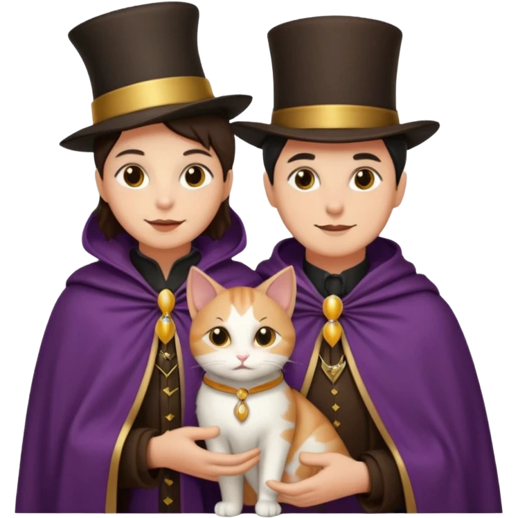 magician couple and their pet cat emoji