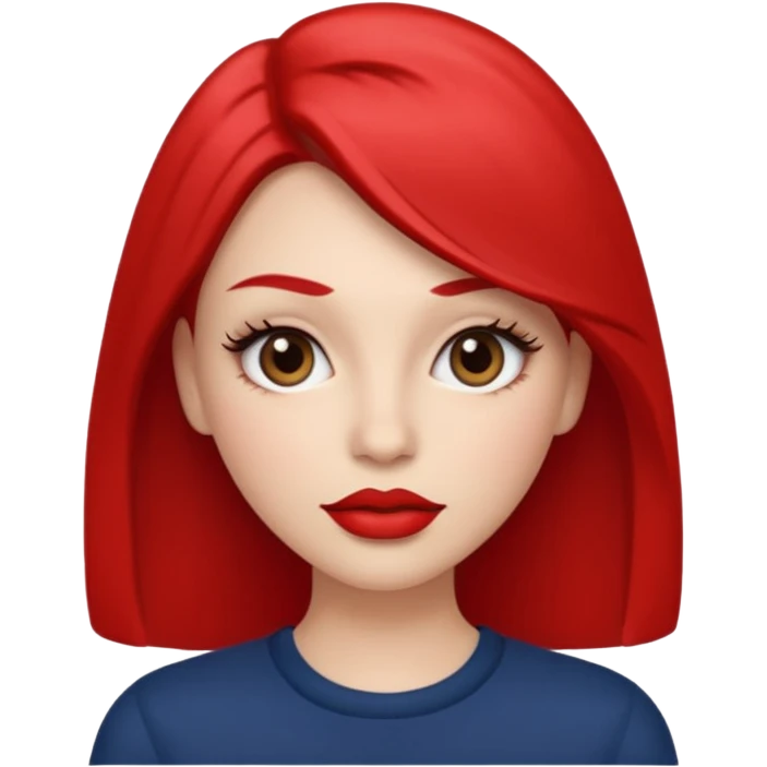 in the style of apple IOS emojis, give me a girly whole person emoji, with big red lips and eyelashes, and hour-glass curvy frame in a neutral pose emoji