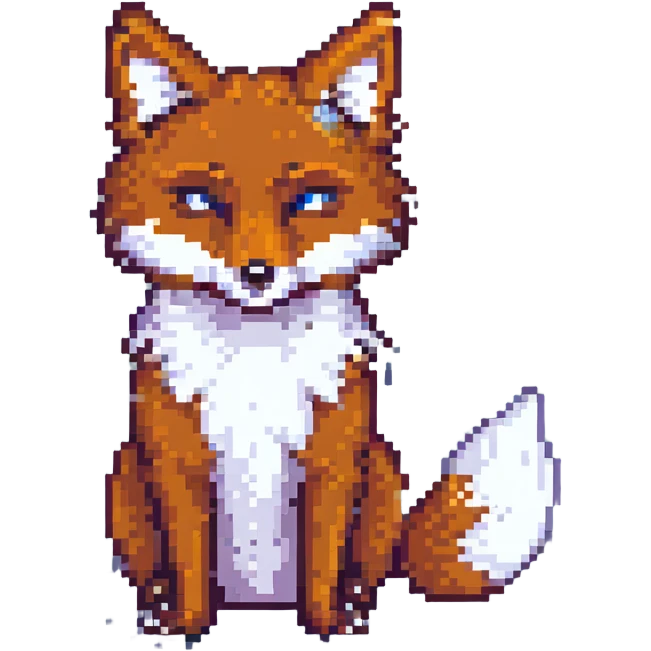 pixel art fox looking sad, inspired by iPhone emoji style, 56x56px emoji