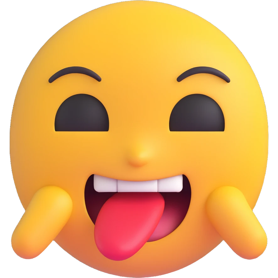 a 3D emoji-style face biting its lip, expressive, no text emoji