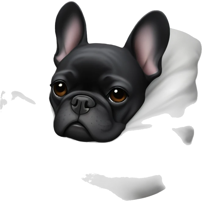 An all-Black French bulldog napping emoji