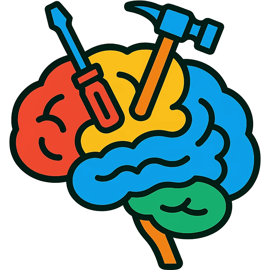 colorful brain with tools inside emoji