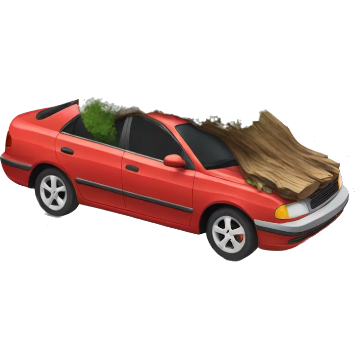 Car crushed by trees emoji