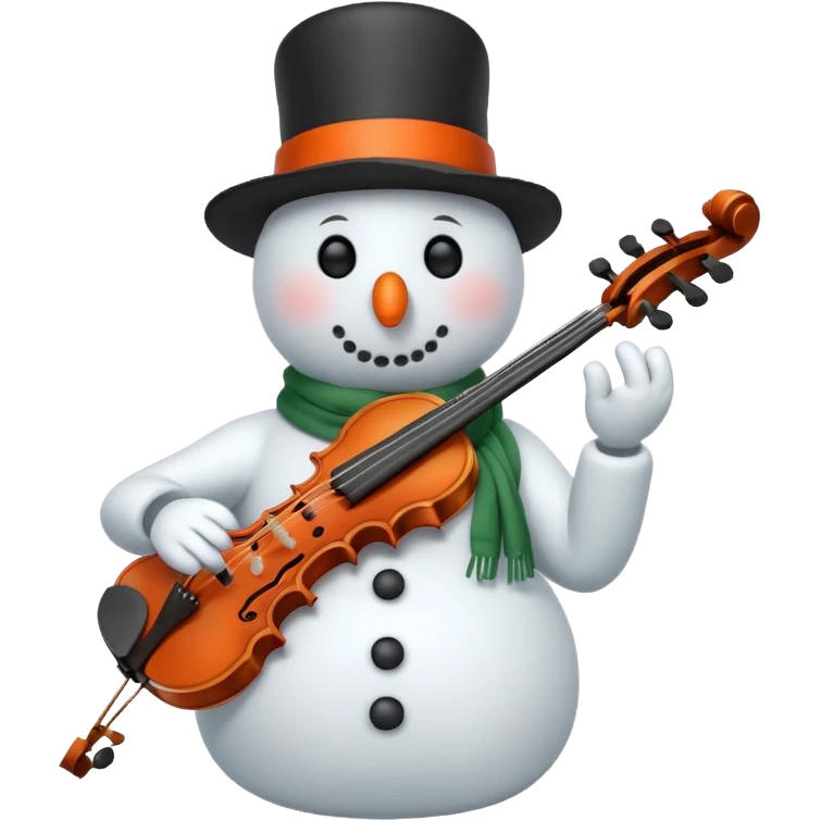 Snowman with Musical Instrument violin emoji