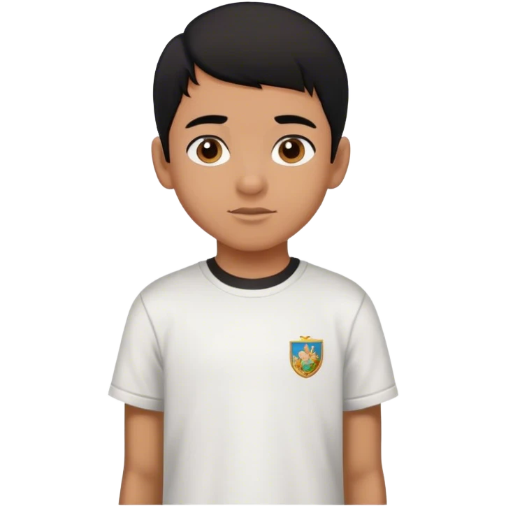 latin boy, black hair, wearing a school T-shirt emoji