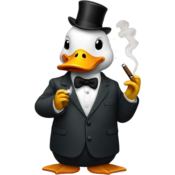 A duck dressed in a suit and smoking a cigar emoji