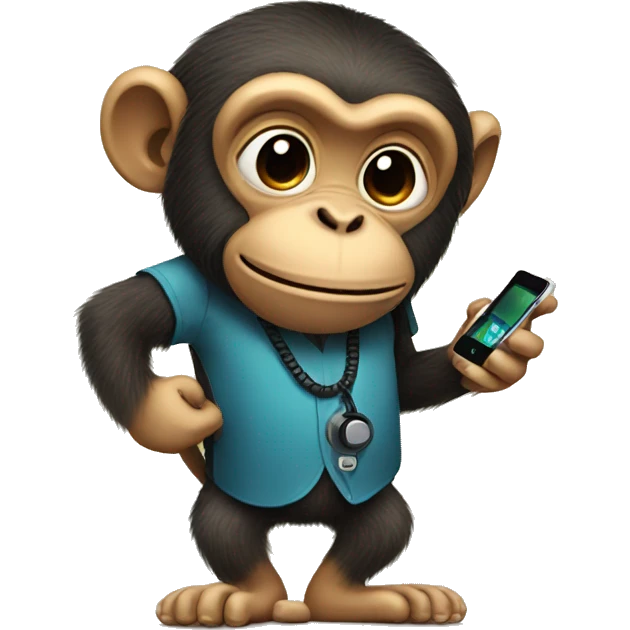 A monkey with a phone emoji