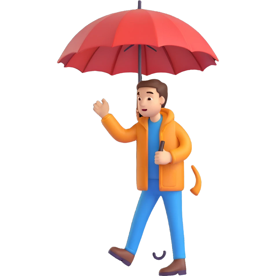 a man shaking a closed umbrella instead of a hand, clear and expressive emoji