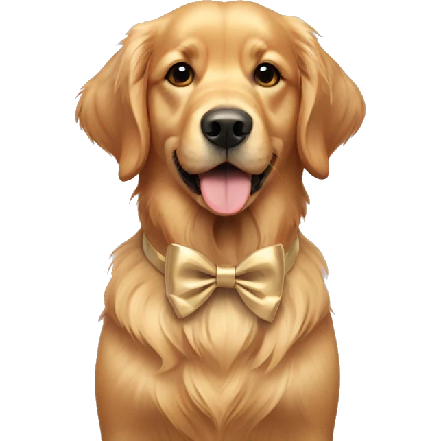 Golden Retriever wearing a bow emoji