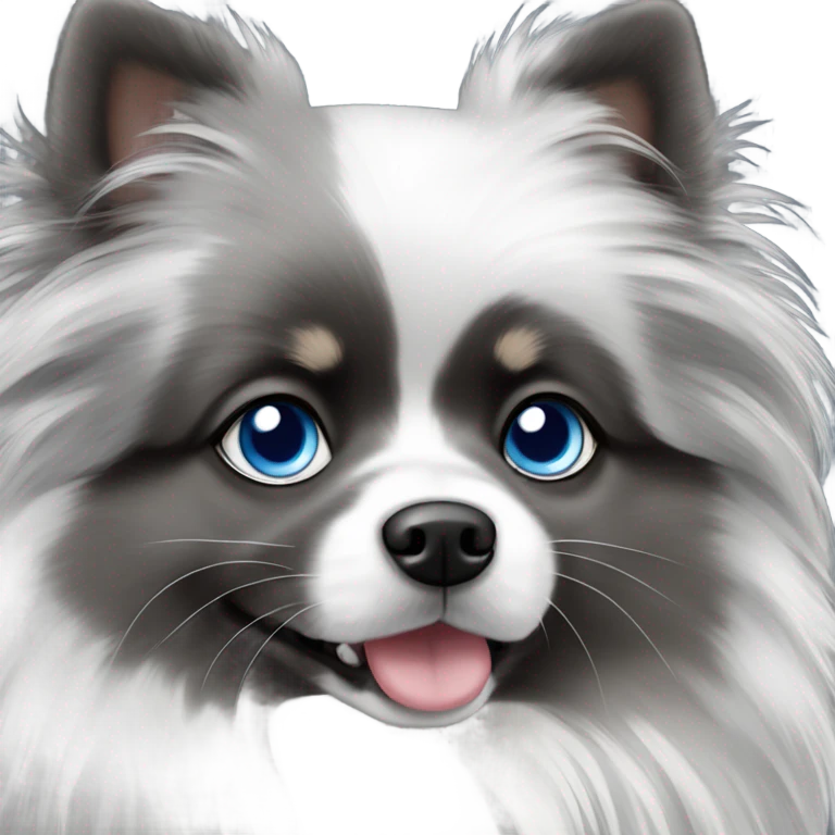 Blue merle Pomeranian with blue eyes emoji
