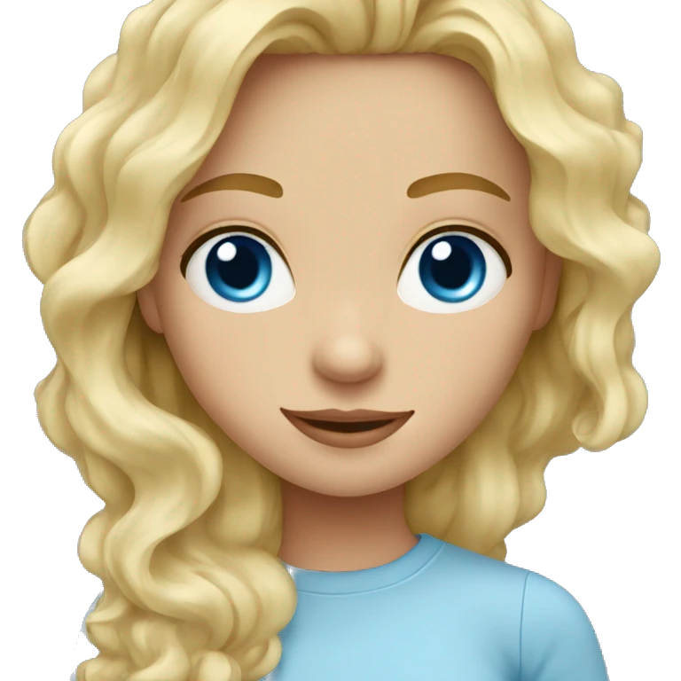 Wavy blond blue eyes girl posing emoji