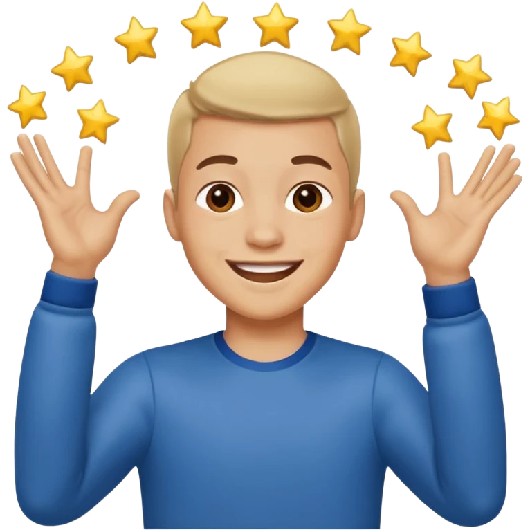 Young man doing celebration pose emoji