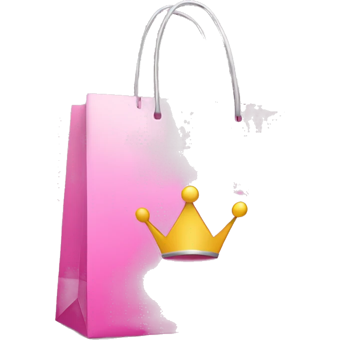 shopping bag pink with silver crown in front emoji