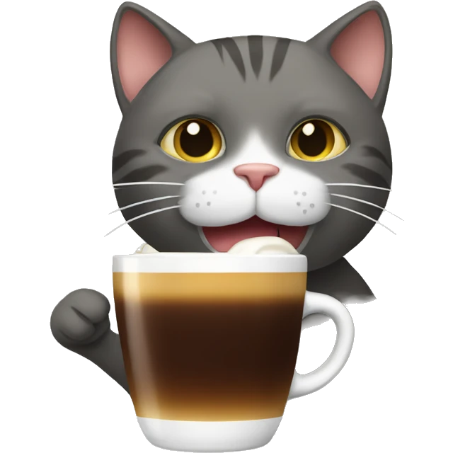 Cat drinking cofée emoji