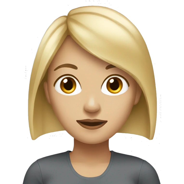 White woman with brown hair and a blonde side karen fringe emoji