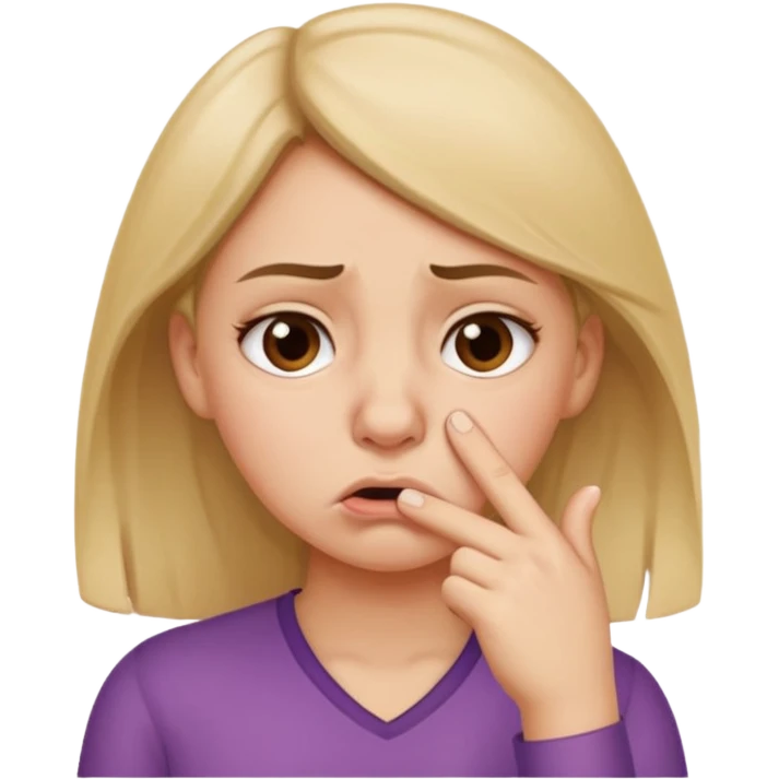 create a girl who is holding her nose because she is smelling something bad emoji