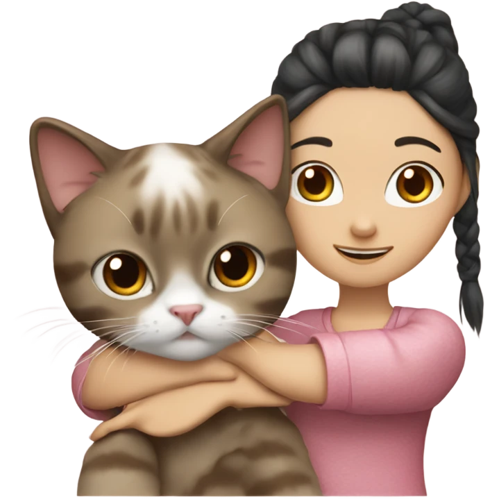Chinese girl hand a Ragdoll cat  emoji