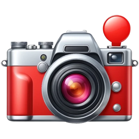 digital camera or smartphone camera icon with a red notification bubble emoji
