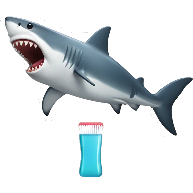 shark with toothbrush emoji