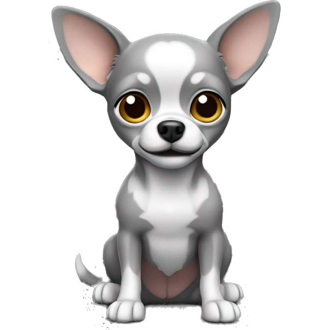 3d grey chihuahua sitting emoji