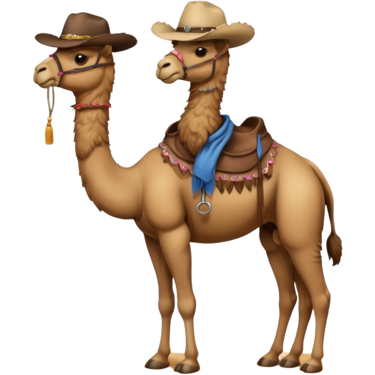 A full body camel with a cowboy hat and without the person on him emoji