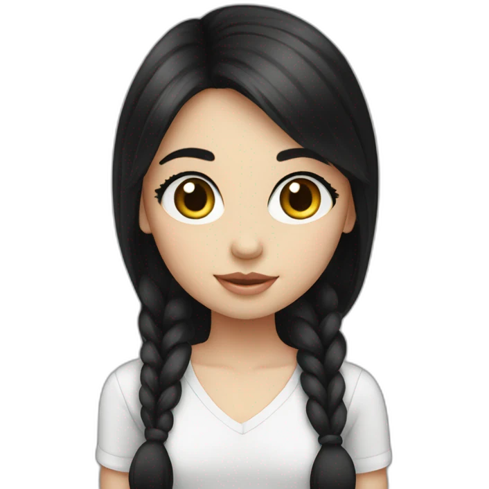 Girl, cute , big eyes , black hair, white skin emoji