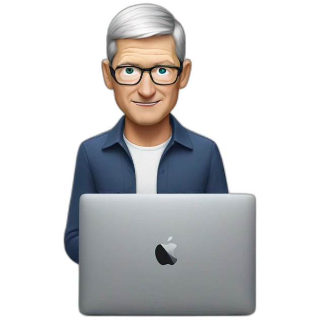 tim cook with macbook pro emoji