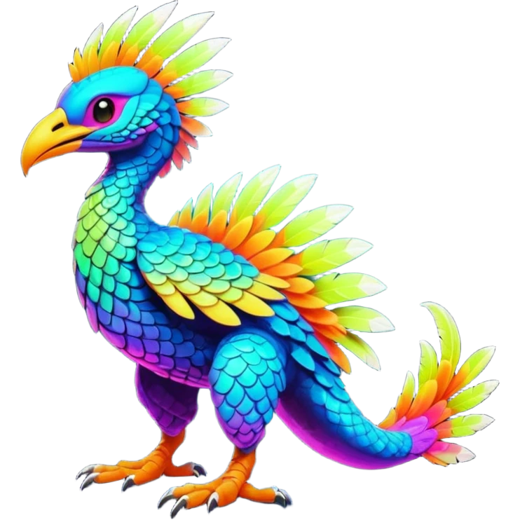Exotic Tropical futuristic lush warm-colored neon-colored Fakémon-Trico-creature (full body) emoji