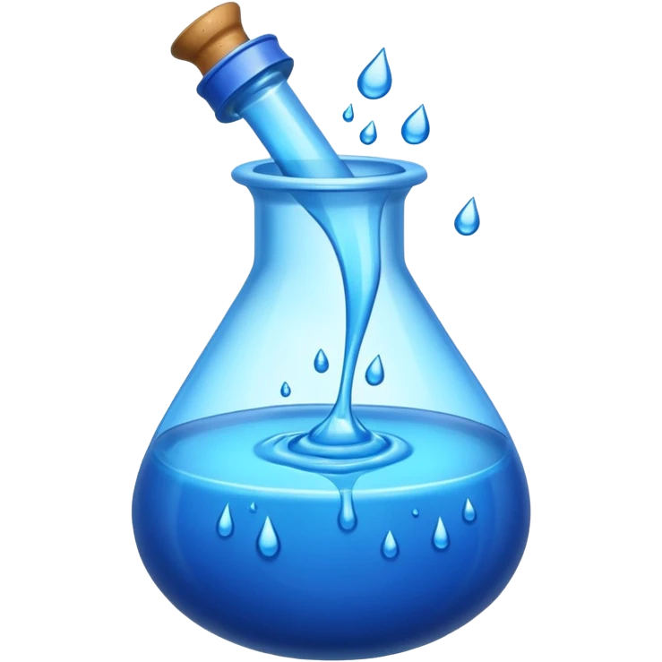 Blue potion bottle open with the liquid falling out emoji