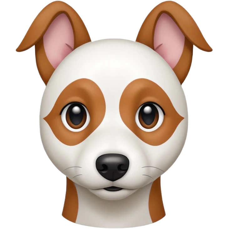 a fully white jack russell the size of a kelpie with floppy ears and a half white face emoji