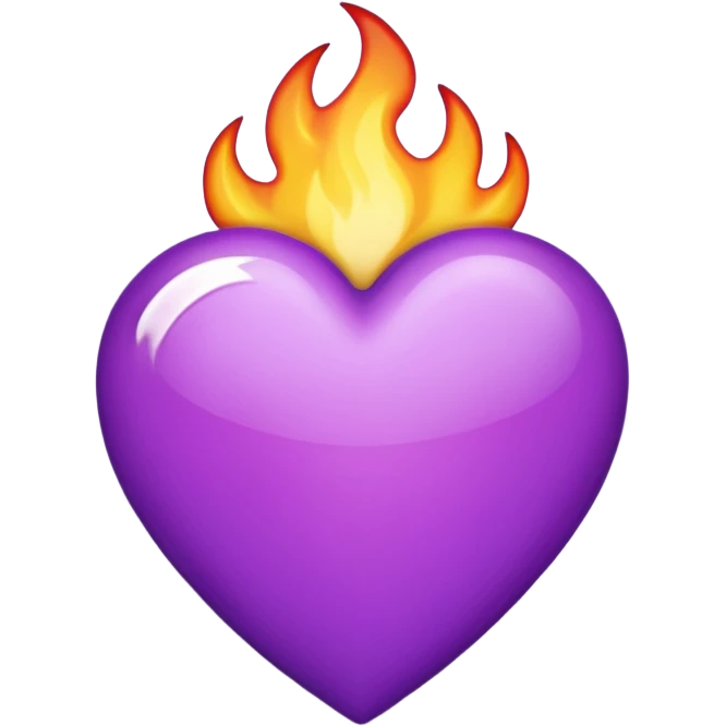 Coração roxo com chamas emoji iPhone emoji