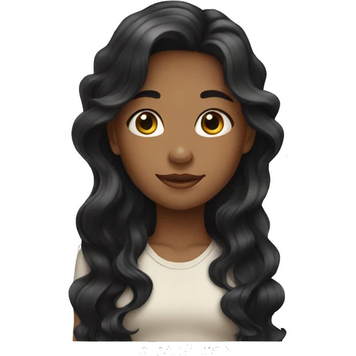 girl with wavy black long hair emoji