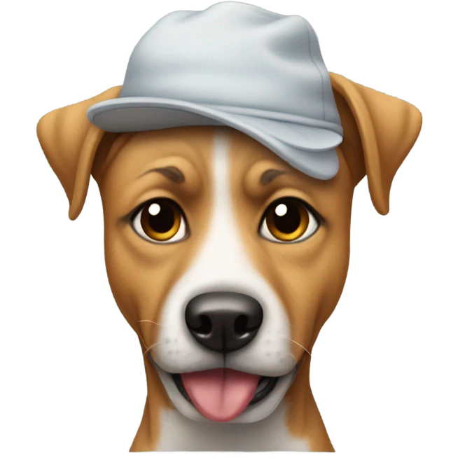 Dog wearing horrid emoji