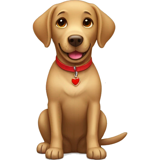Happy sweet 6 year old light brown Labrador with a red collar  emoji