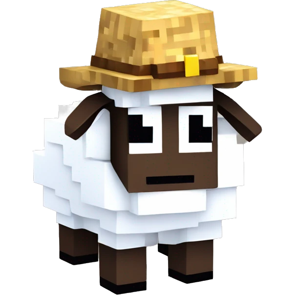 Minecraft sheep with Super mario's hat emoji
